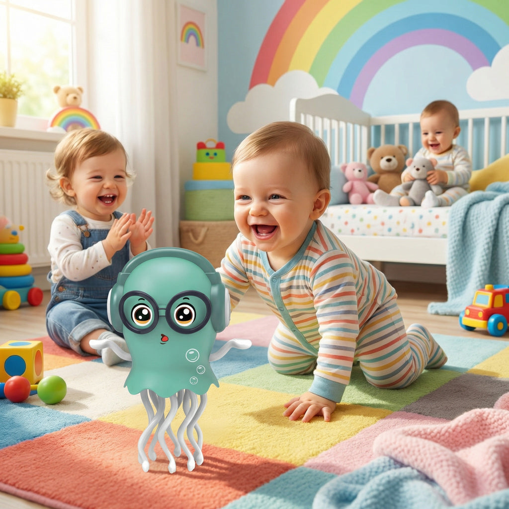 Méduse dansante musicale pour bébé, jouet sensoriel lumineux
