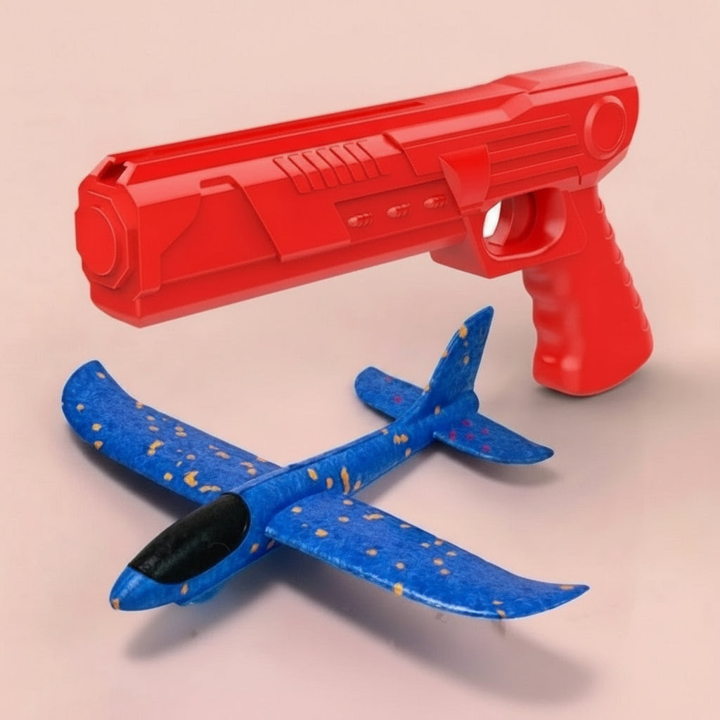Avion en mousse avec lanceur, jouet d’extérieur pour enfant stimulant la coordination