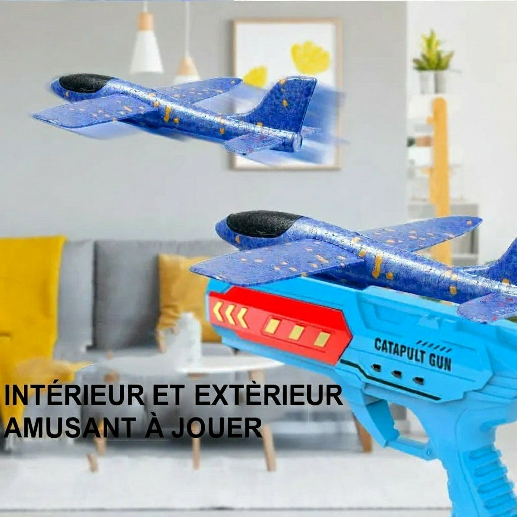 Avion en mousse enfant utilisé en intérieur et en extérieur pour développer la coordination