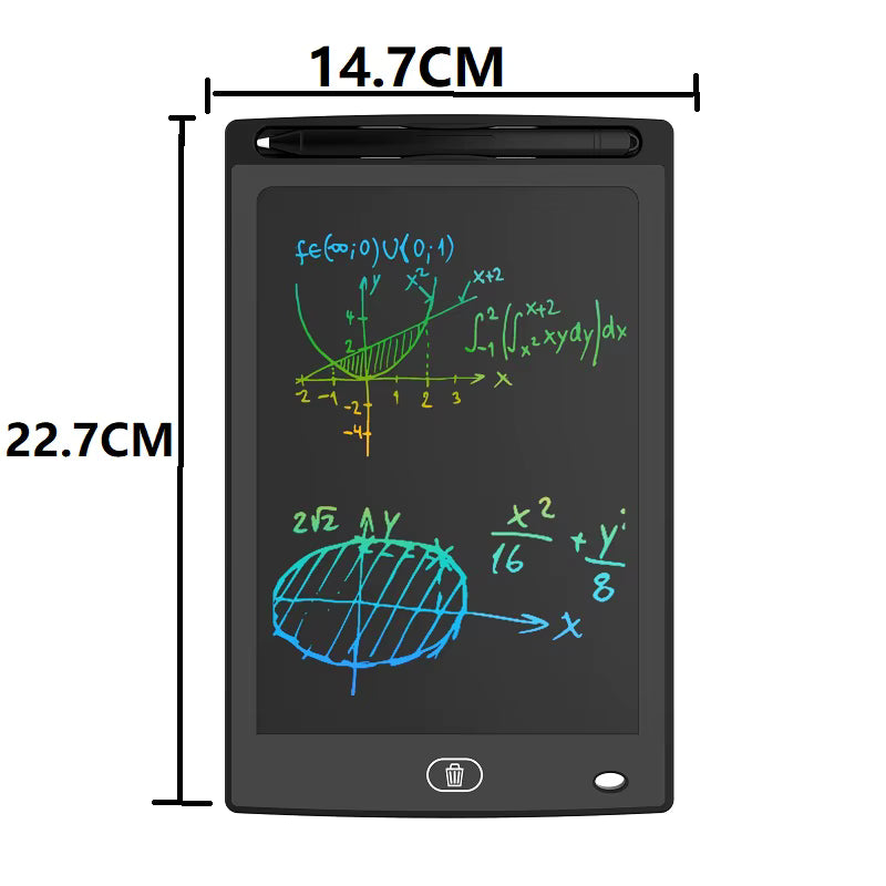 Dimensions de la tablette d’écriture enfant avec écran LCD et surface effaçable