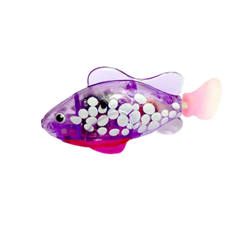 Poisson robot violet transparent avec billes décoratives, jouet de bain pour bébé