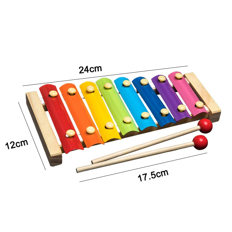 Xylophone Montessori en bois pour bébé favorisant l’éveil musical, la coordination et la découverte des sons.